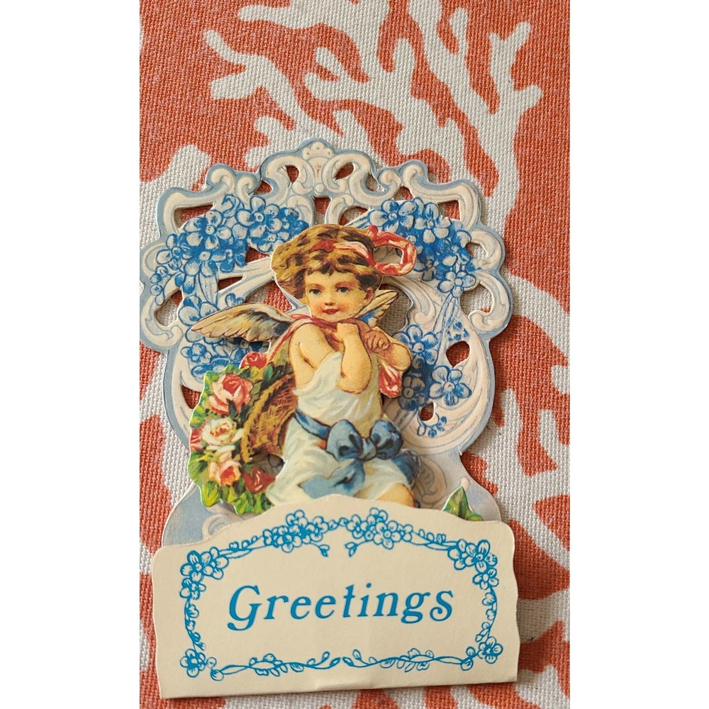 Vintage Merrimack Valentines Greeting card pop up 3d Victorian die cut